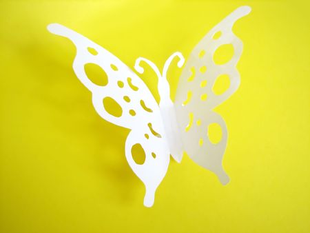 butterfly from paper on bright backgroundの写真素材