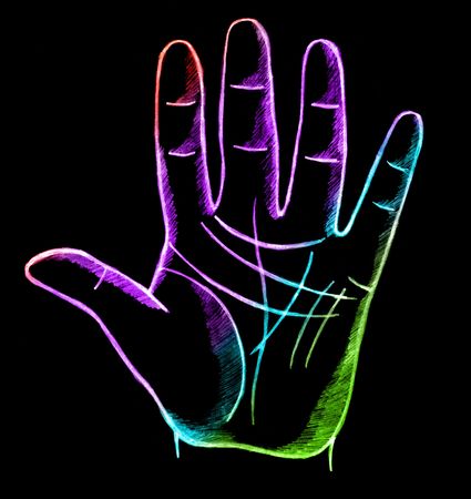palmistry, fortune telling with lines on handの写真素材
