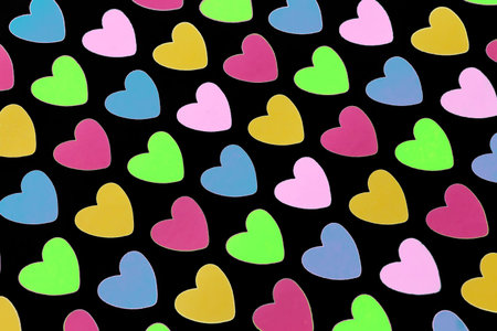 background colored hearts, Many colored hearts, background, texture in the heart