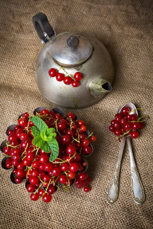 Red berries in a sack in a cupcake form