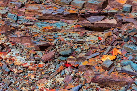 texture of a blue stone on the bank of a mountain riverの写真素材