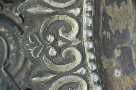 old-fashioned nail on the icon. restoration of metalの写真素材