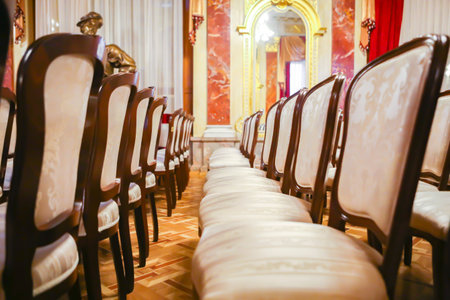 interior. beautiful old chairs in the theaterの写真素材
