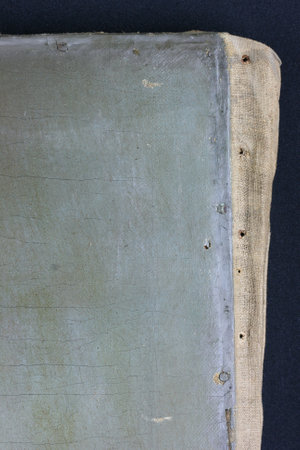 restoration and conservation of a very old canvas, restoration of a painting, place for textの写真素材