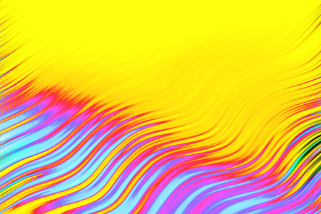 background with colored lines, abstract colored background, colored wavy lines on monochrome yellow. place for text.の写真素材