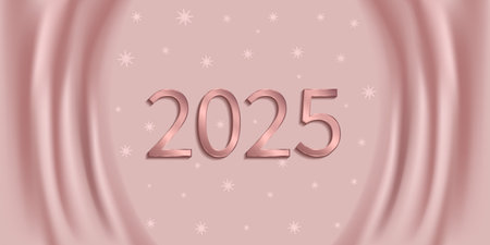 Happy New Year 2025 Bronze greetings. With unique and luxurious numbers. Powdery background.