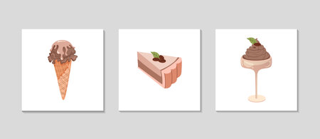 Social media card template set. Demonstrating the colors of 2025 - Mocha Mousse.のイラスト素材