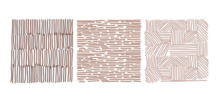 Abstract background of hand drawn straight line. Mocha Mousse colors vector set. Childish drawing.のイラスト素材