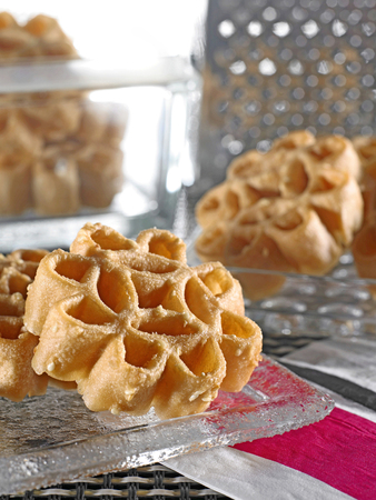 Flowery biscuits ready for servingの写真素材