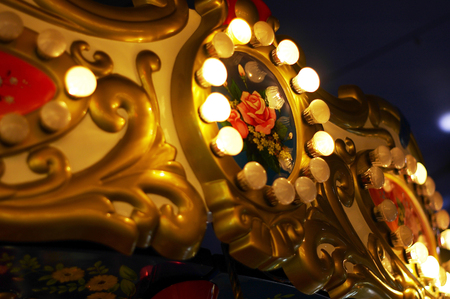 Bright lights at an amusement parkの写真素材