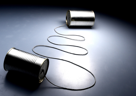 Tin can telephoneの写真素材