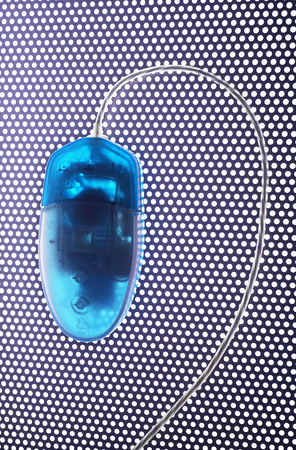 Top angle view of a transparent computer mouseの写真素材