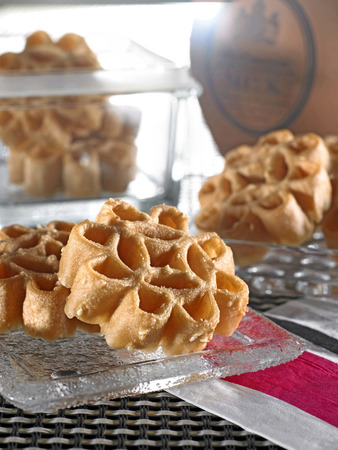Flowery biscuits ready for servingの写真素材