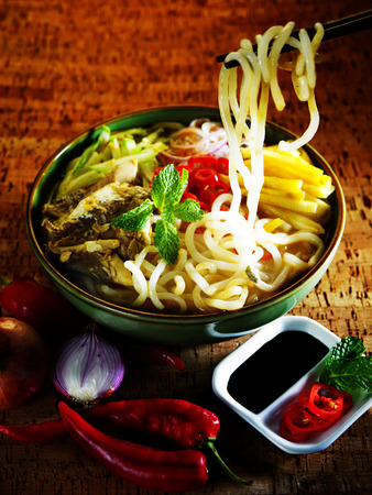 malaysia food- bowl of assam laksaの写真素材