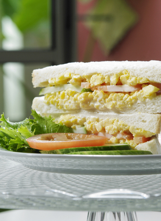 A double layered egg sandwichの写真素材