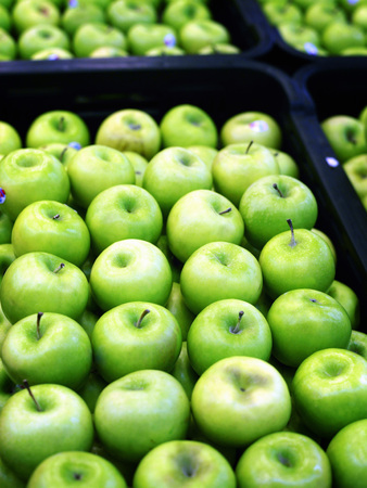 green apples in market placeの写真素材