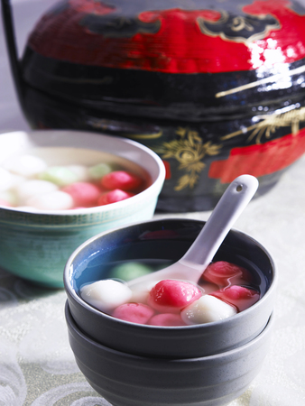 colourful chinese tong yun in the bowlの写真素材