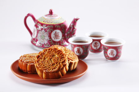 moon cake for the mid autumn festivalの写真素材