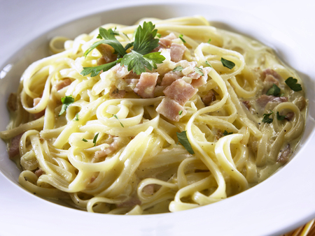 close up of spaghetti on the plate ready to serveの写真素材