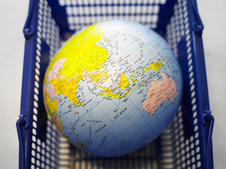 Globe inside basketの写真素材