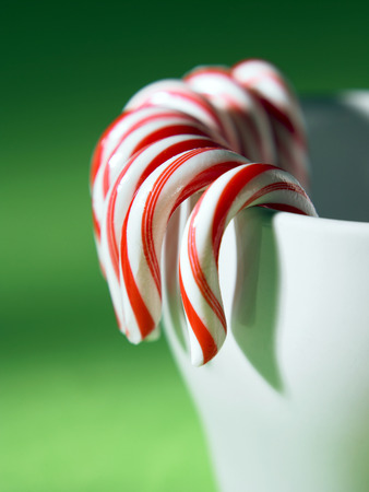 candy cane on the greenn color backgroundの写真素材