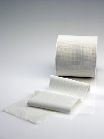 toilet roll on the plain backgroundの写真素材