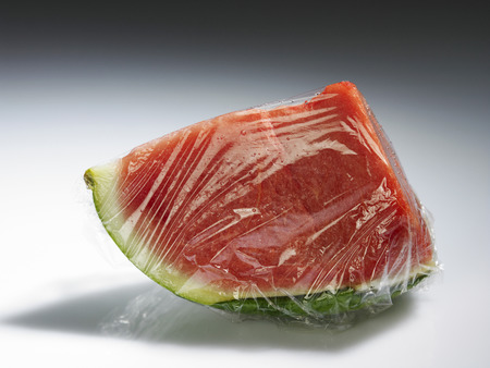 watermelon  with the wrapperの写真素材