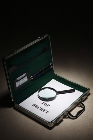 spot light on the open brief caseの写真素材