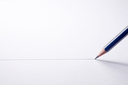 close up of the pencil drawing a straight lineの写真素材