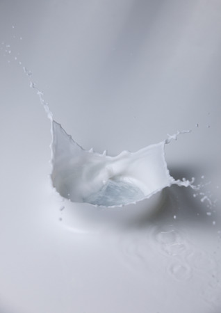pouring milk or white liquid created splashの写真素材