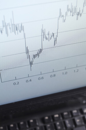 close up of the grpaph on the monitorの写真素材