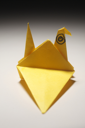 paper folded animal -origami birdの写真素材
