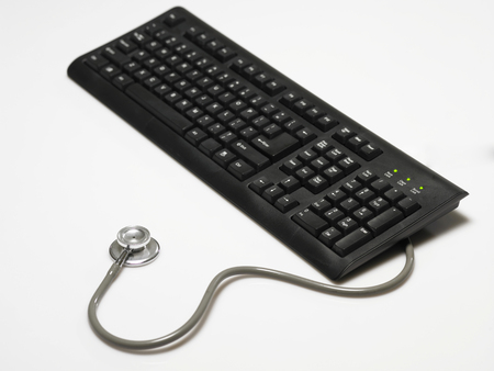 stethoscope as a mouse with key boardの写真素材