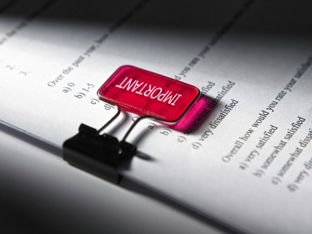 the important clip on the questionaireの写真素材