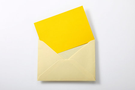 envelope with blank paper isolate in plain background