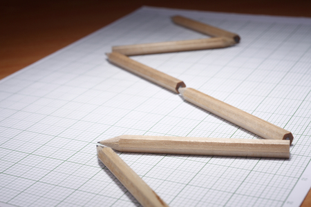 stock image of the pencil arrange in a graph line shapeの写真素材