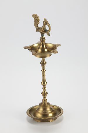 Close-up of a Diwali oil lamp standの写真素材
