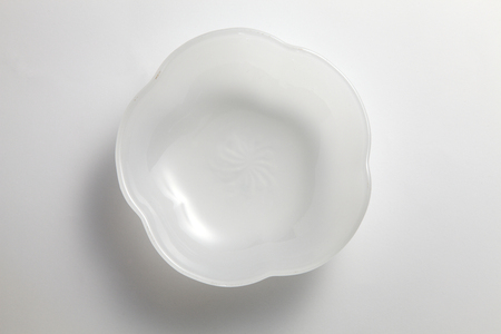 white salad bowl shape of flowerの写真素材