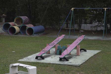 Playground on a quiet sunny dayの写真素材