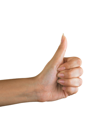 Thumbs up, isolated on plain background.の写真素材