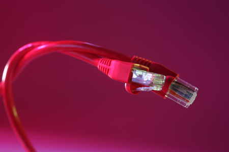 Close-up of computer modem cableの写真素材