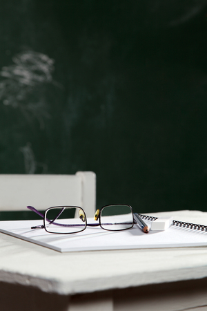 close up of the student chair and deskの写真素材