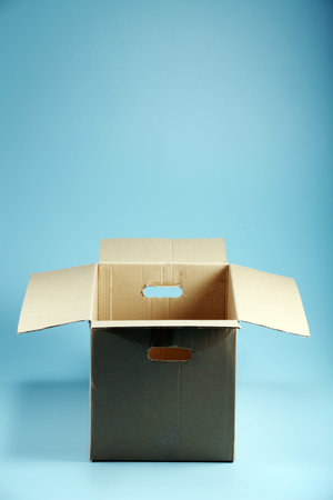 Empty Cardboard Box on the blue background