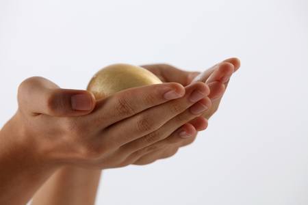 protecting and holding the golden eggの写真素材
