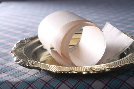 roll of receipt on the tray