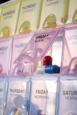 clocse up of the daily pill boxの写真素材