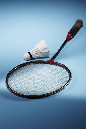 Shuttlecock and Badminton Racketの写真素材