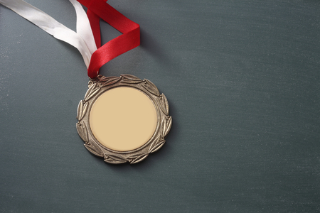 close up of the medal on the green boardの写真素材