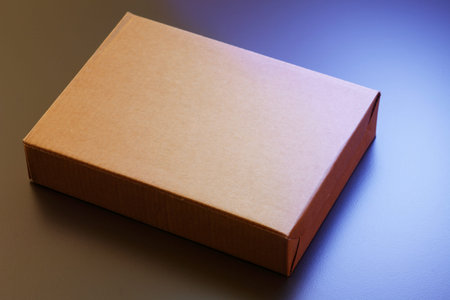 blank cardbox on the orange and blue background