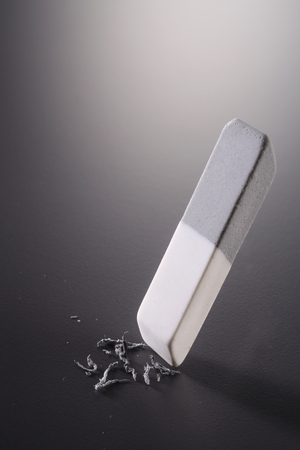 close of the eraser on the gray backgroundの写真素材